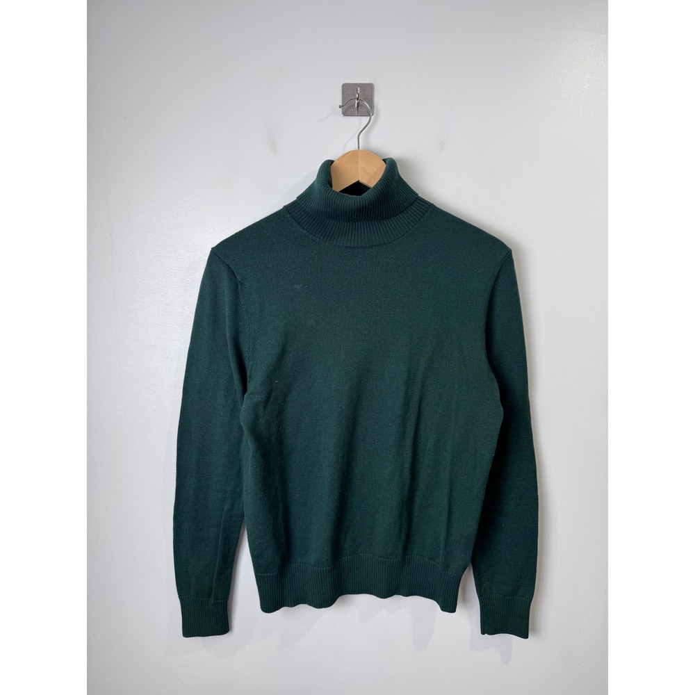 Suitsupply Men Green Merino Wool Turtleneck Sweater Medium